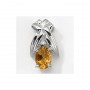 14K White Gold Oval Citrine and Diamond Pendant