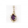 14K Yellow Gold Oval Amethyst and Diamond Pendant