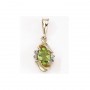 14K Yellow Gold Oval Peridot and Diamond Pendant