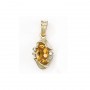 14K Yellow Gold Oval Citrine and Diamond Pendant