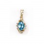 14K Yellow Gold Oval Blue Topaz and Diamond Pendant
