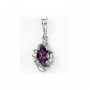 14K White Gold Oval Amethyst and Diamond Pendant