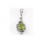 14K White Gold Oval Peridot and Diamond Pendant