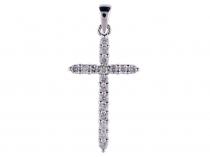 14K White Gold .30 Ct Diamond Cross Pendant