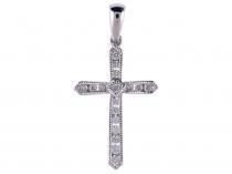 14K White Gold .25 Ct Diamond Cross Pendant