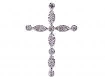 14K White Gold Diamond Cross Fashion Pendant