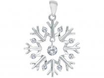 14K White Gold Diamond Dashing Diamonds Snowflake Pendant