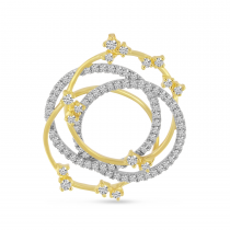 14K Two-Tone White and Yellow Gold Diamond Four Circle Pendant
