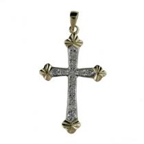 14K Yellow Gold Diamond Cross Pendant