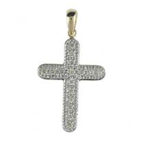 14K Yellow Gold Diamond Cross Pendant