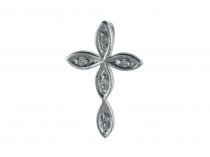 14K White Gold Diamond Cross Pendant