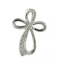 14K White Gold Diamond Cross Fashion Pendant