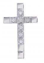 14K White Gold Straight Diamond Cross