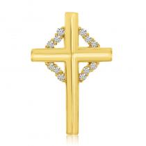 14K Yellow Gold .15 Ct Diamond Cross Pendant