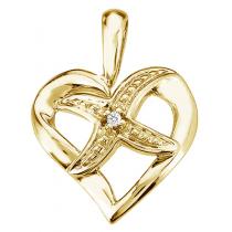 14K Yellow Gold Diamond Fashion Heart Star Pendant