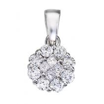 14K White Gold Diamond Clustaire Pendant