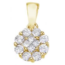 14K Yellow Gold .50 Ct Diamond Clustaire Pendant