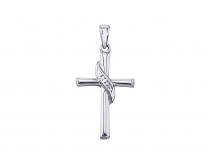 14K White Gold Swirl Cross Pendant