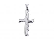 14K White Gold Modern Cross Pendant