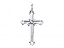 14K White Gold Open Cross Pendant