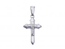 14K White Gold Small Diamond Cross Pendant