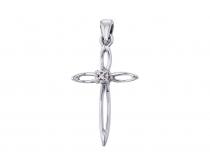 14K White Gold Diamond Cross Pendant