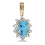 14k Yellow Gold Oval Blue Topaz And Diamond Pendant