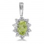14k White Gold Oval Peridot And Diamond Pendant