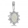14k White Gold Oval Opal And Diamond Pendant