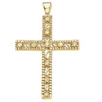 14K Yellow Gold .20 Ct Diamond Cross Pendant