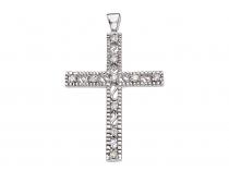 14K White Gold 0.20 Ct Diamond Cross Pendant