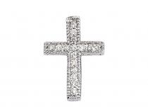 14K White Gold Diamond Scroll Cross Pendant