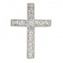 14K White Gold Medium Scroll Diamond Cross Pendant