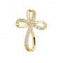 14K Yellow Gold Diamond Swirl Cross Pendant