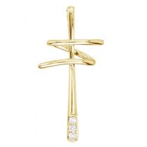 14K Yellow Gold Diamond Modern Cross Pendant
