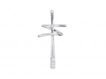 14K White Gold Diamond Modern Cross Pendant