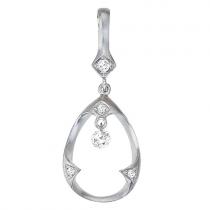 14K White Gold .13 Ct Teardrop Dashing Diamonds Pendant