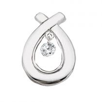 14K White Gold .10 Ct Dashing Diamonds Bow Pendant