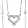 14K White Gold .95 Ct Diamond By The Yard Heart Pendant Necklace
