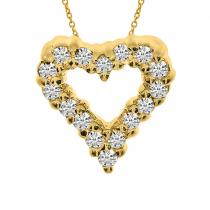 14K Yellow Gold Diamond Heart Pendant