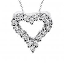 14K White Gold Diamond Heart Pendant