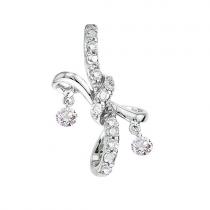 14K White Gold .17 Ct Double Dashing Diamonds Pendant