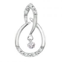 14K White Gold .15 Ct Flowing Dashing Diamonds Pendant