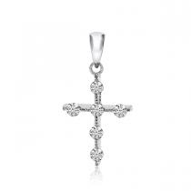 14K White Gold Diamond Cross Pendant