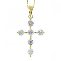 14k Yellow Gold Diamond Cross Pendant