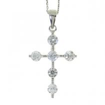 14k White Gold Diamond Cross Pendant