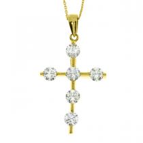 14k Yellow Gold Diamond Cross Pendant