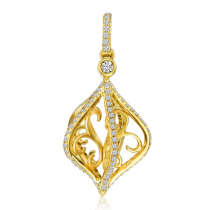 14K Yellow Gold Cage Swirl Diamond Fashion Pendant