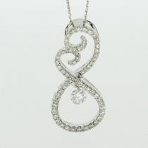 14k White Gold Dashing Diamonds Figure 8 Pendant