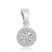 14k White Gold .24 ct Diamond Halo Pendant